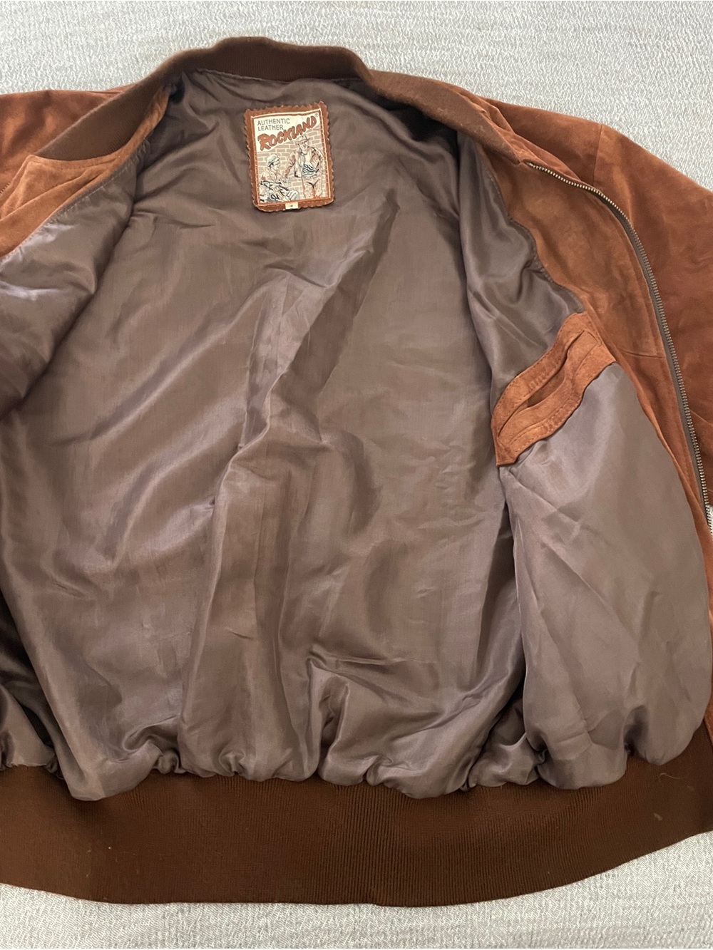 VTG 70’s Retro Rockland Leather Bomber Suede Brown - Large - Picture 4 of 9
